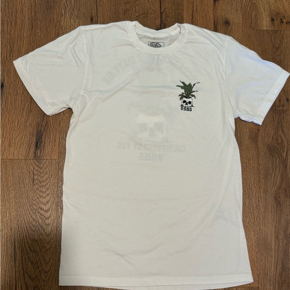 Vans White Tee with Skull Graphic